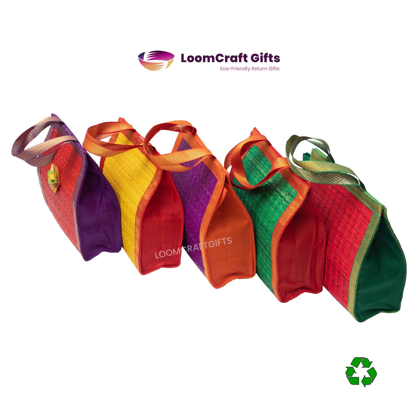 River Grass (Korai) Thambulam Bag – Assorted Colours | Eco-Friendly Return Gift Bag | 10x10x4 Inches