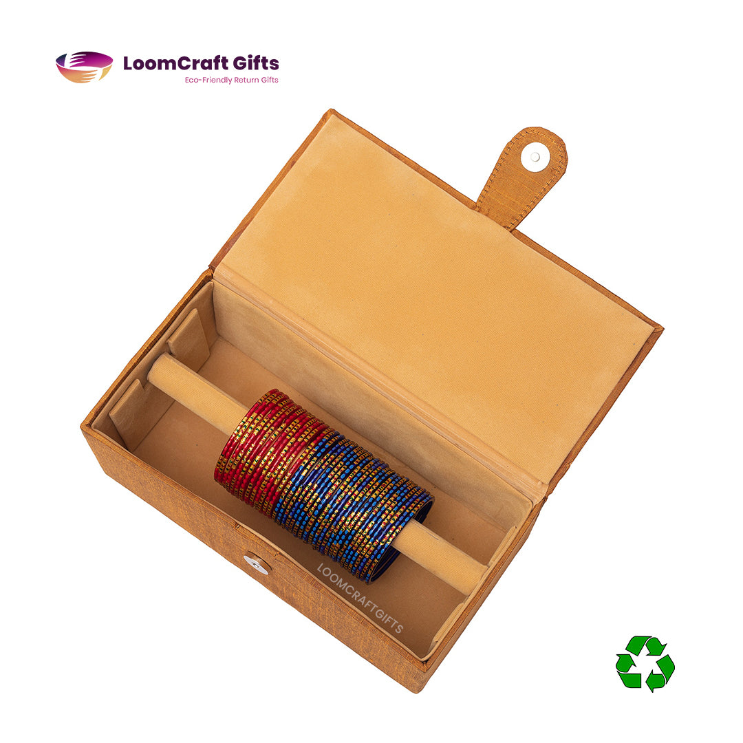Bangle Box – Kalamkari & Raw Silk | Handcrafted Eco-Friendly Storage Box | 10x5x4 Inches