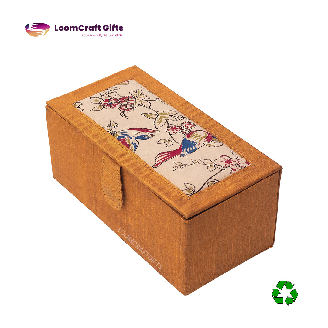 Bangle Box – Kalamkari & Raw Silk | Handcrafted Eco-Friendly Storage Box | 10x5x4 Inches