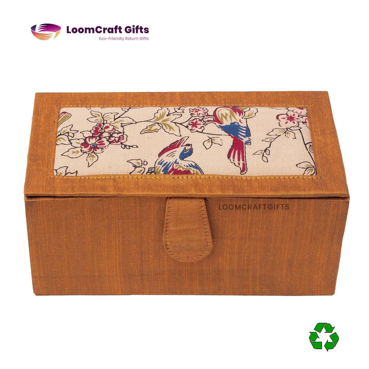 Bangle Box – Kalamkari & Raw Silk | Handcrafted Eco-Friendly Storage Box | 10x5x4 Inches