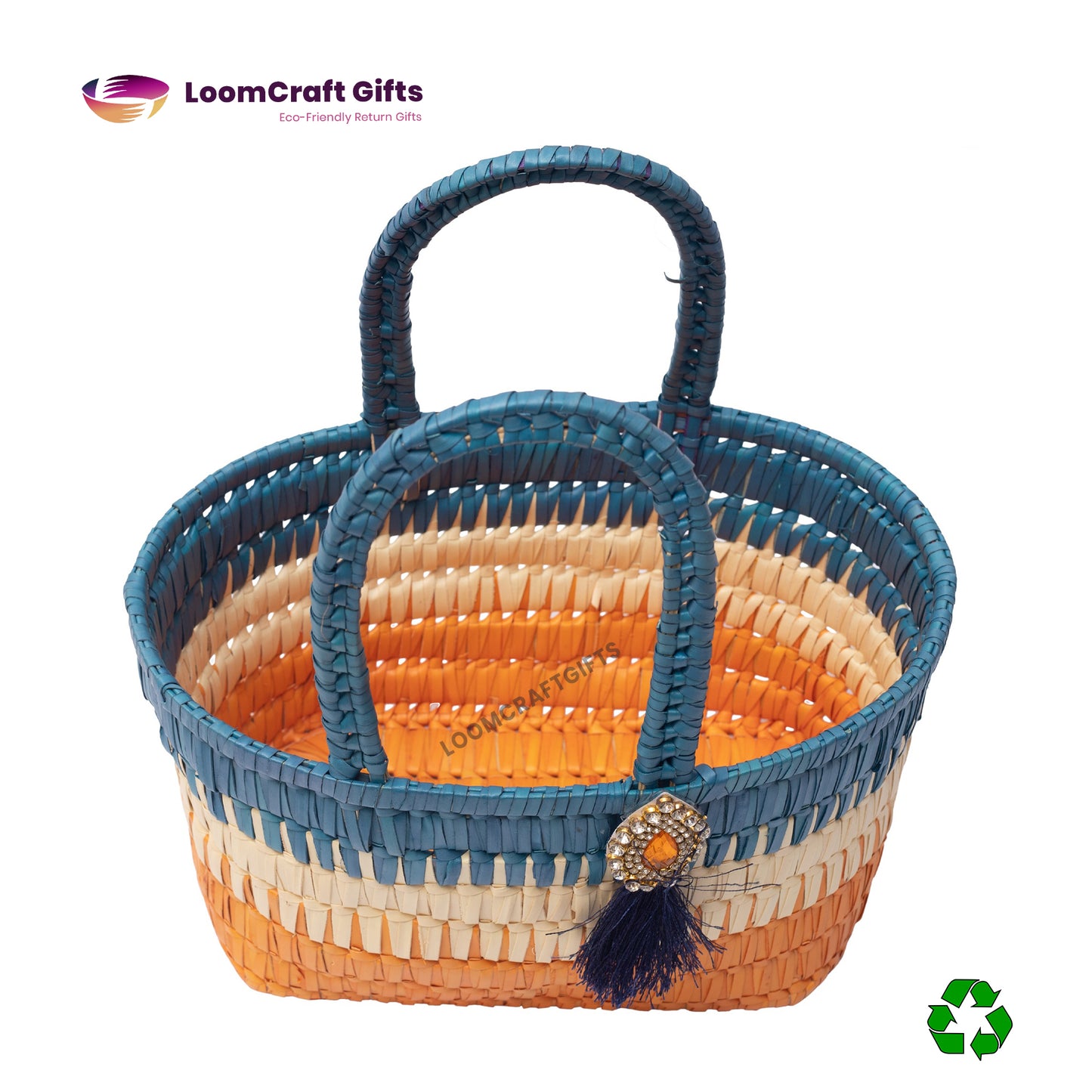 Palm Leaf Queen Basket – Handwoven Storage & Gift Basket | Assorted Colours | 10x6x6 Inches