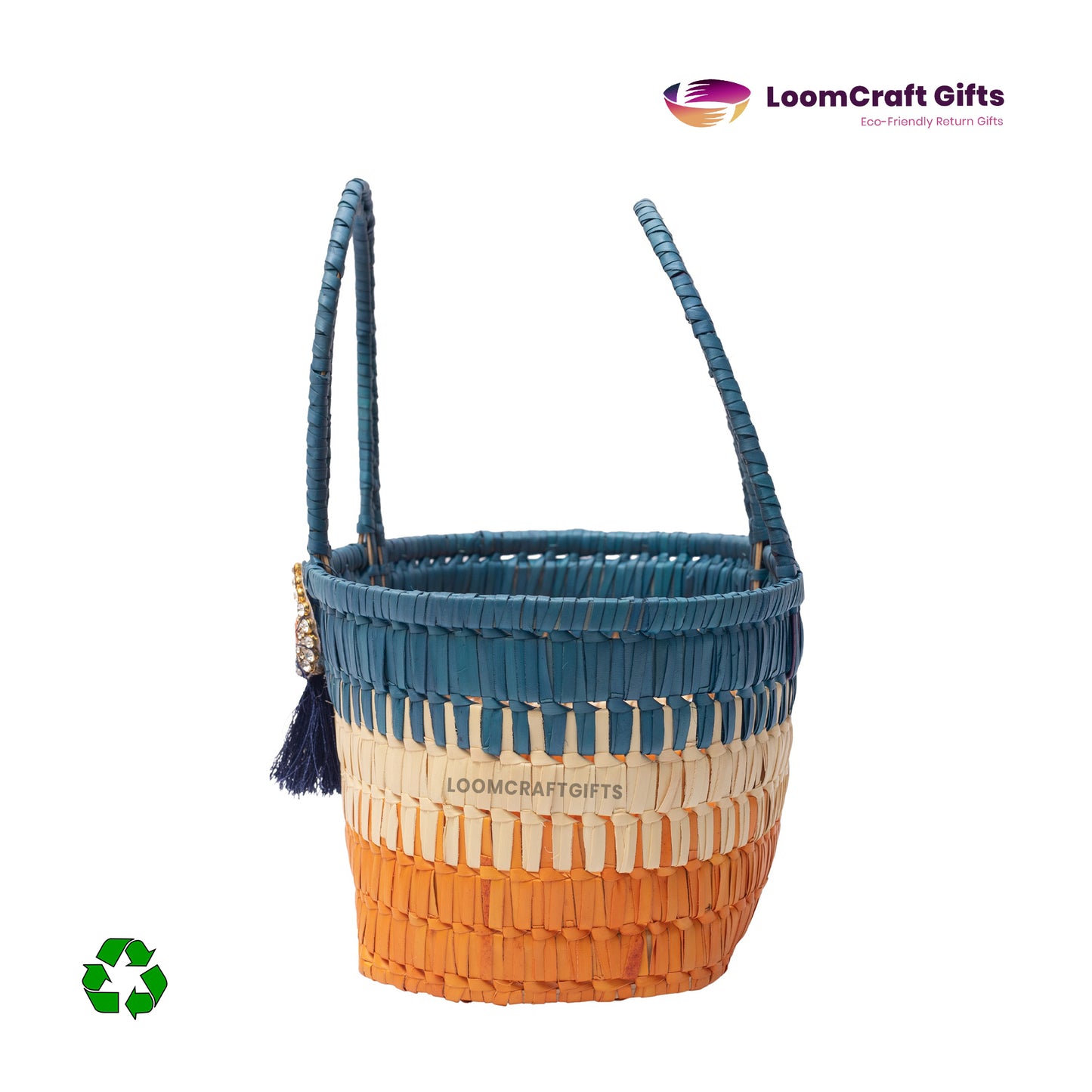 Palm Leaf Queen Basket – Handwoven Storage & Gift Basket | Assorted Colours | 10x6x6 Inches