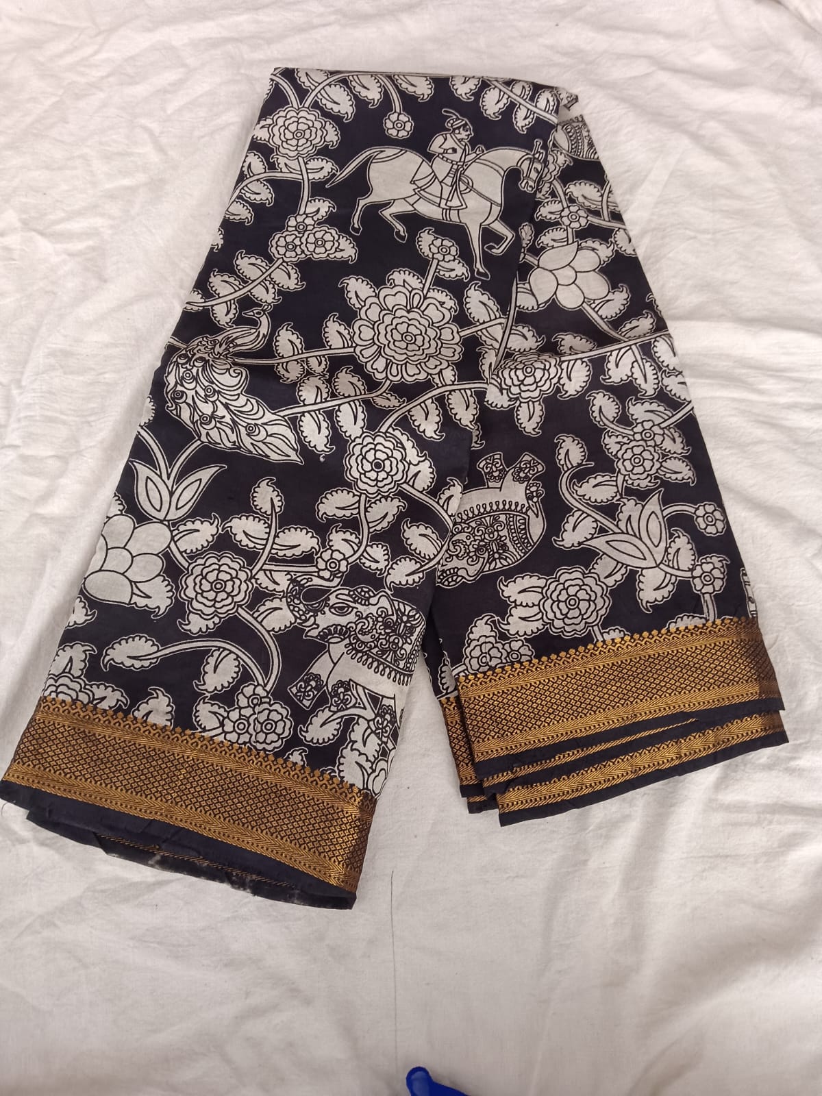 Elegant Black & Beige Art Silk Saree