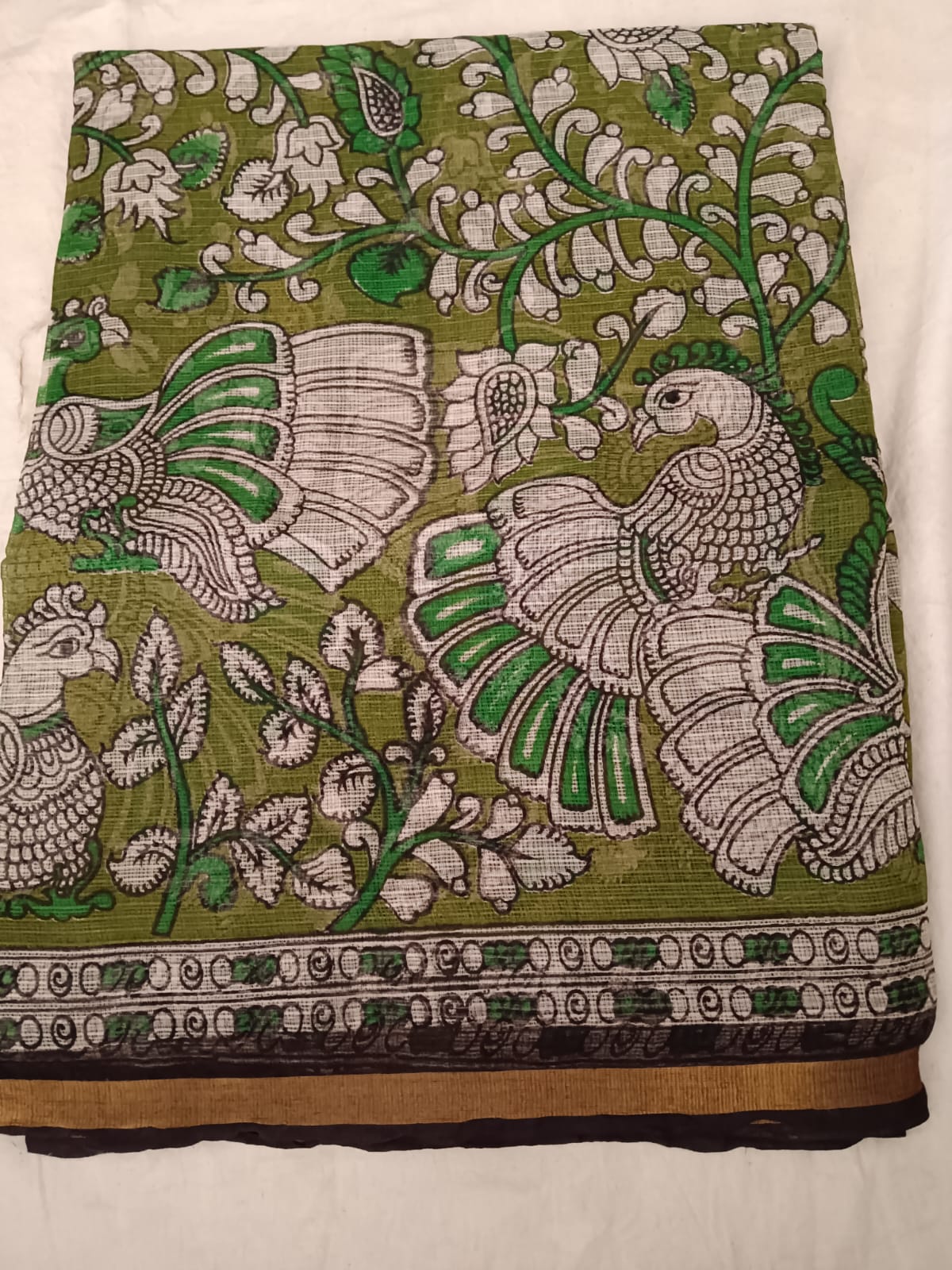 Emerald Plumage cotton saree