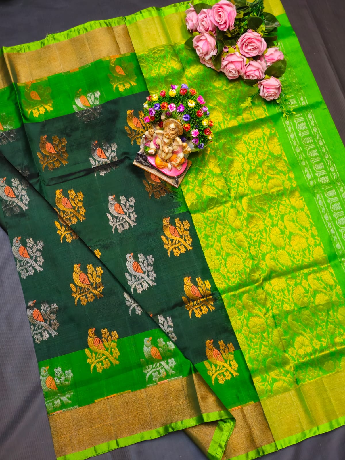 Green & Black with Bird Motifs