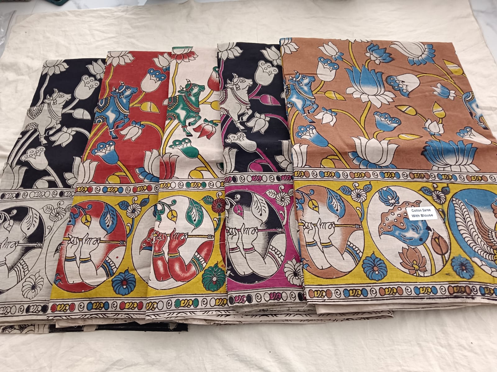 Krishna Kalamkari Cotton Saree