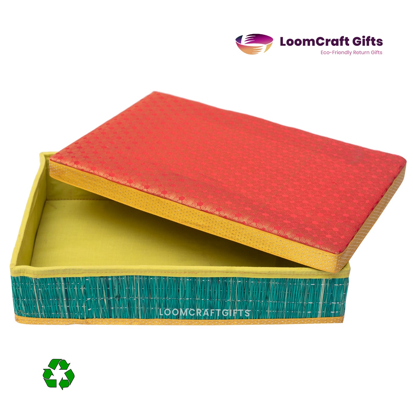 River Grass (Korai) Brocade Saree Box – Handcrafted Gift Box | Eco-Friendly with Brocade Fabric | 14x9x3 Inches