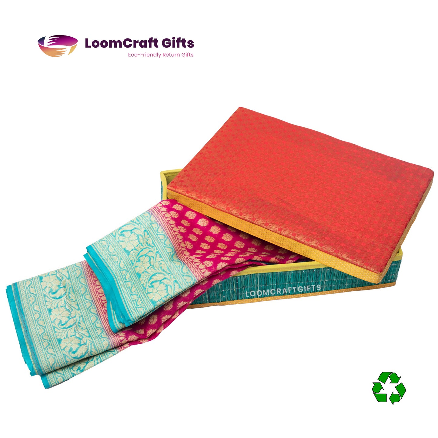 River Grass (Korai) Brocade Saree Box – Handcrafted Gift Box | Eco-Friendly with Brocade Fabric | 14x9x3 Inches