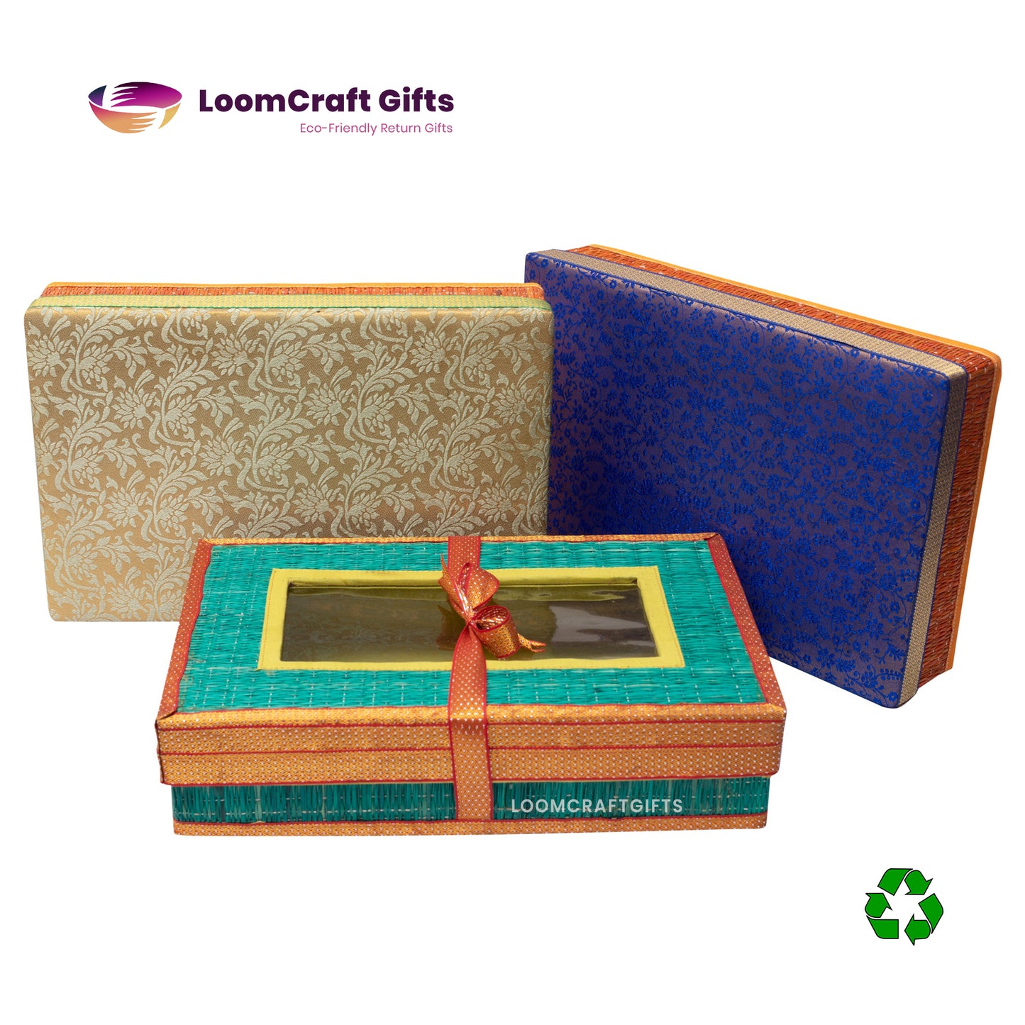 River Grass (Korai) Brocade Saree Box – Handcrafted Gift Box | Eco-Friendly with Brocade Fabric | 14x9x3 Inches