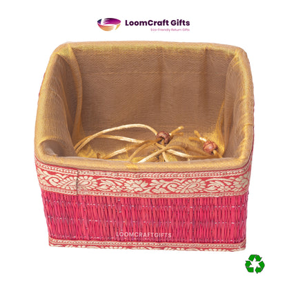 River Grass (Korai) Potli Box – Assorted Colours | Eco-Friendly Handcrafted Gift Box | 6x5x4 Inches