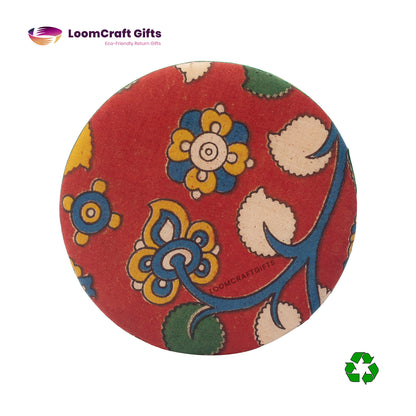 Banana Fiber Kalamkari Round Box – Assorted Colours | Eco-Friendly Handcrafted Box | 6x6x3 Inches