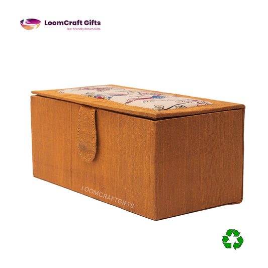 Bangle Box – Kalamkari & Raw Silk | Handcrafted Eco-Friendly Storage Box | 10x5x4 Inches