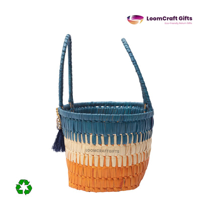 Palm Leaf Queen Basket – Handwoven Storage & Gift Basket | Assorted Colours | 10x6x6 Inches