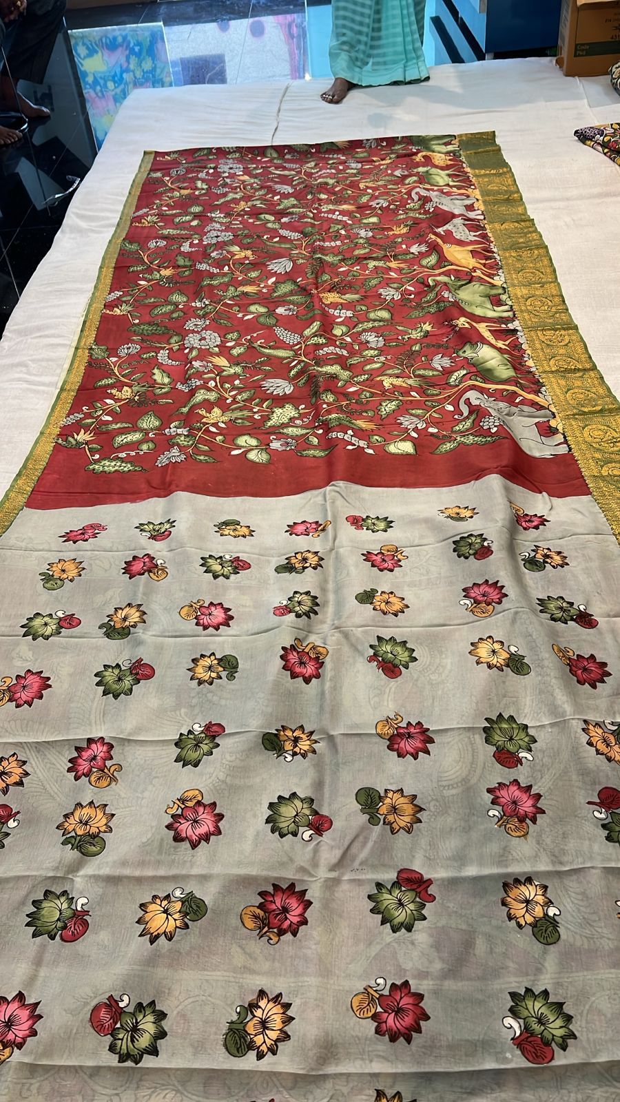Lotus Tales – Kalamkari Silk Saree