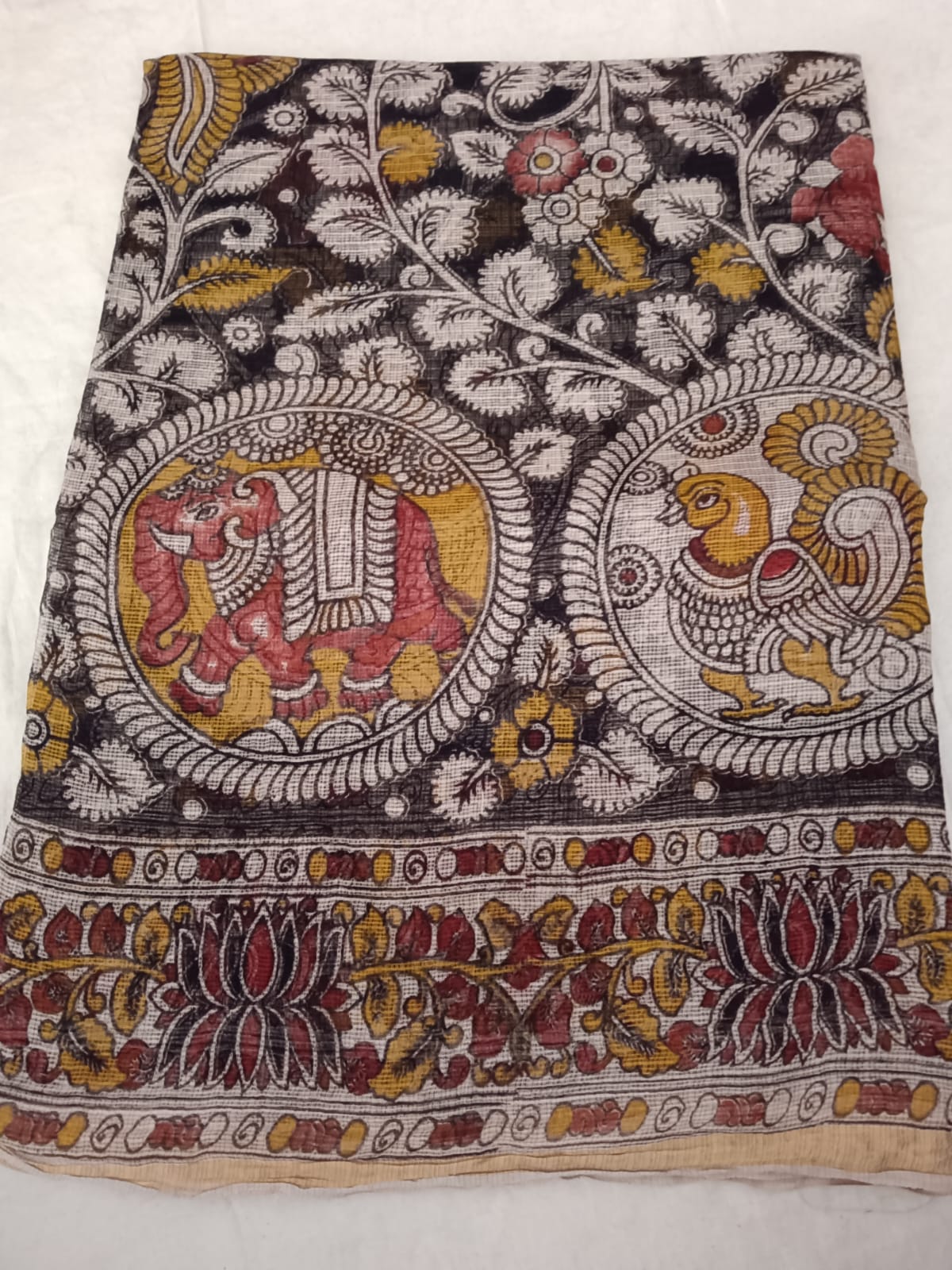 Mythic Beast Kalamkari in Maroon & Mustard