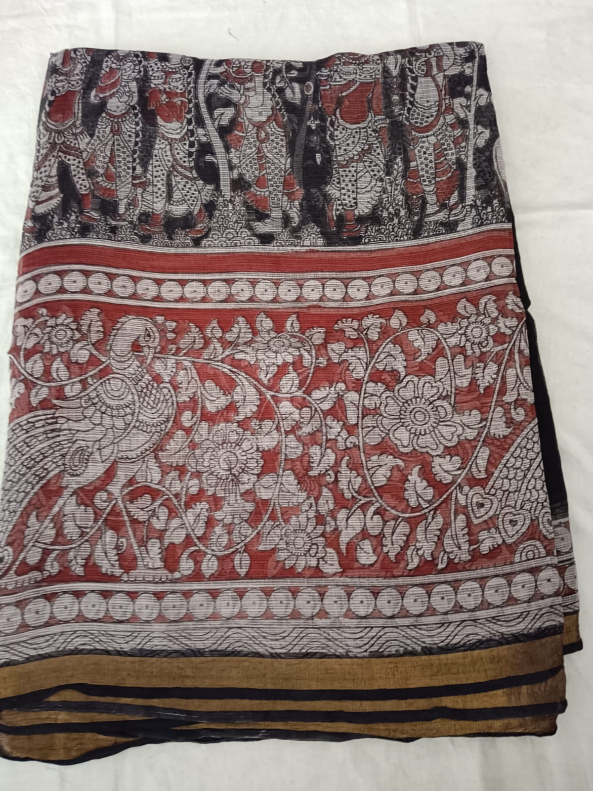 Mythika Kalamkari – Cotton Saree with Epic Tales & Floral Elegance