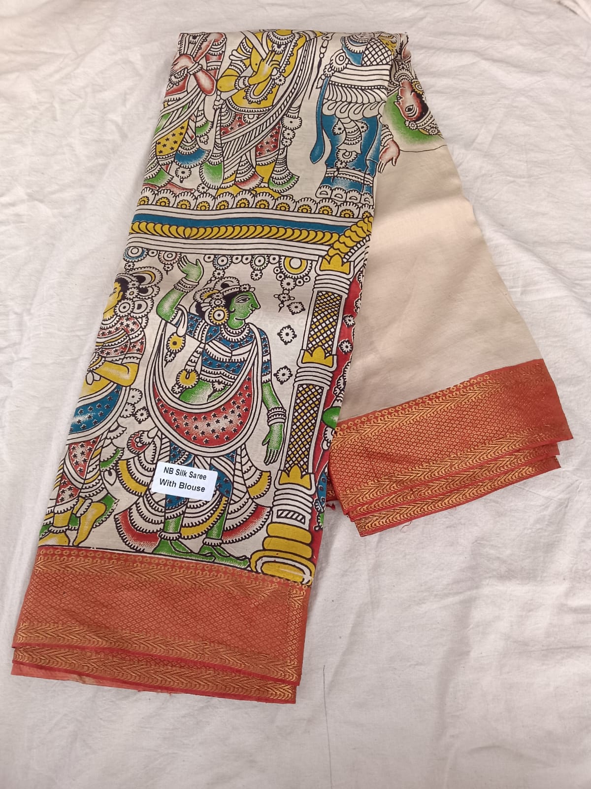 Mythological Kalamkari Silk Saree