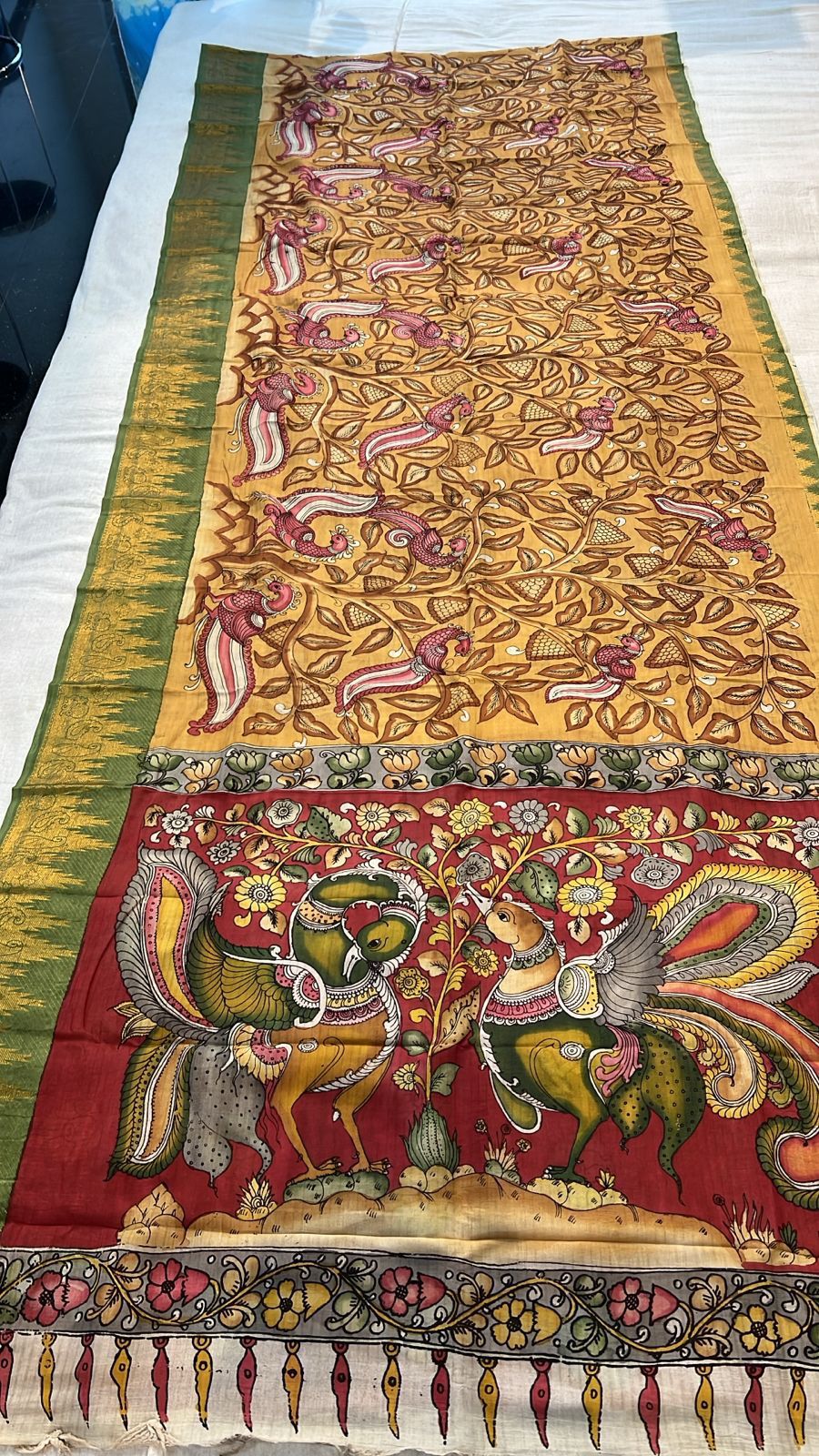 Pakshi Kalamkari Silk Saree