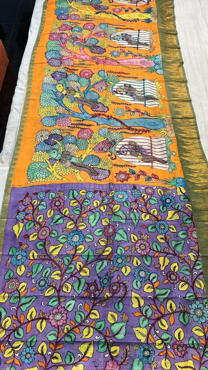 Pakshi Leela Kalamkari Saree
