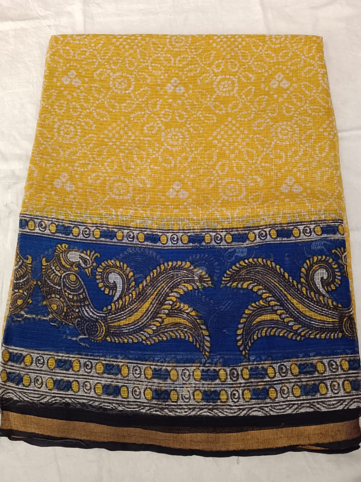 Peacock Radiance in Mustard & Royal Blue