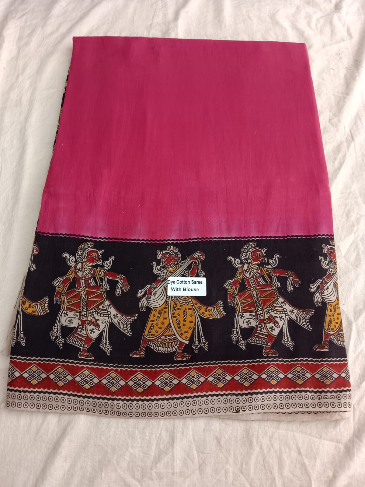 Pink Folk Dance Cotton Saree