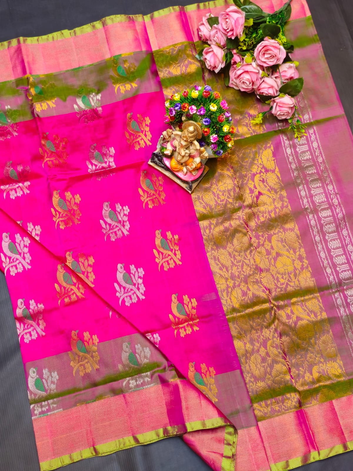 Pink & Olive with Golden Birds