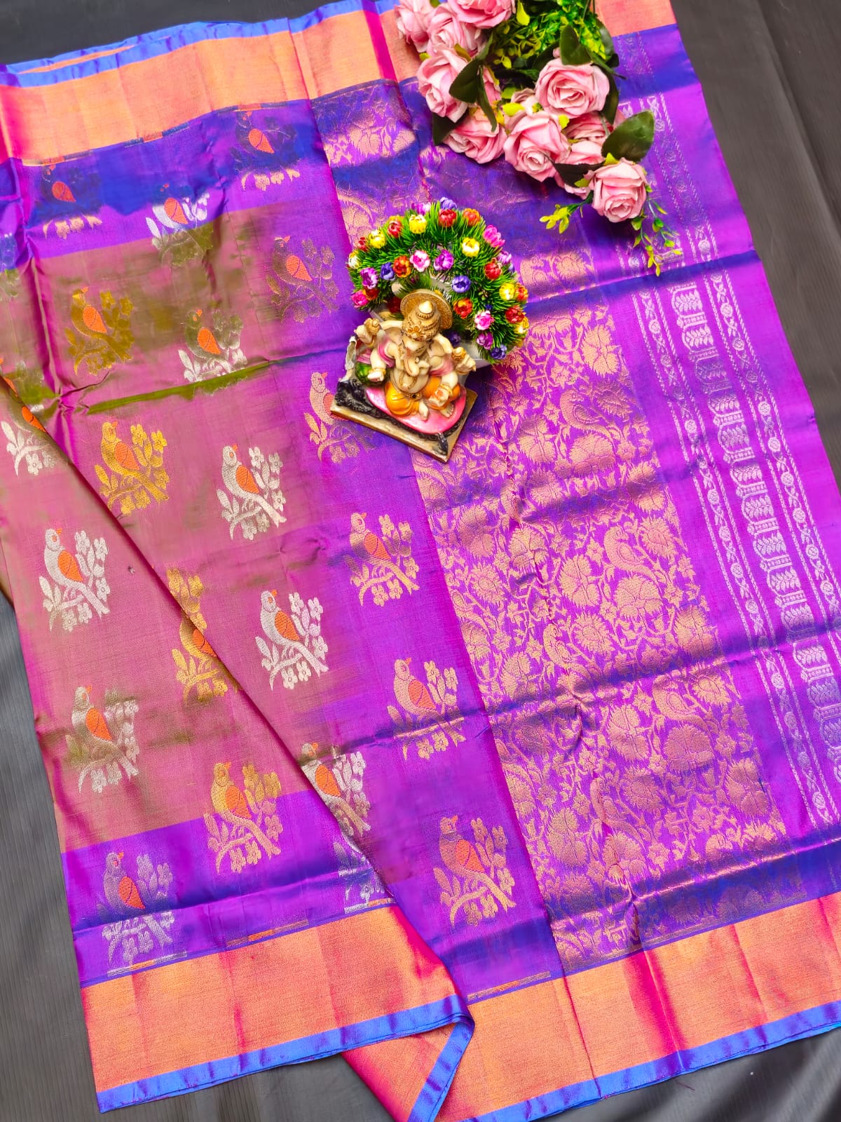 Purple-Magenta blend with Blue-Gold border