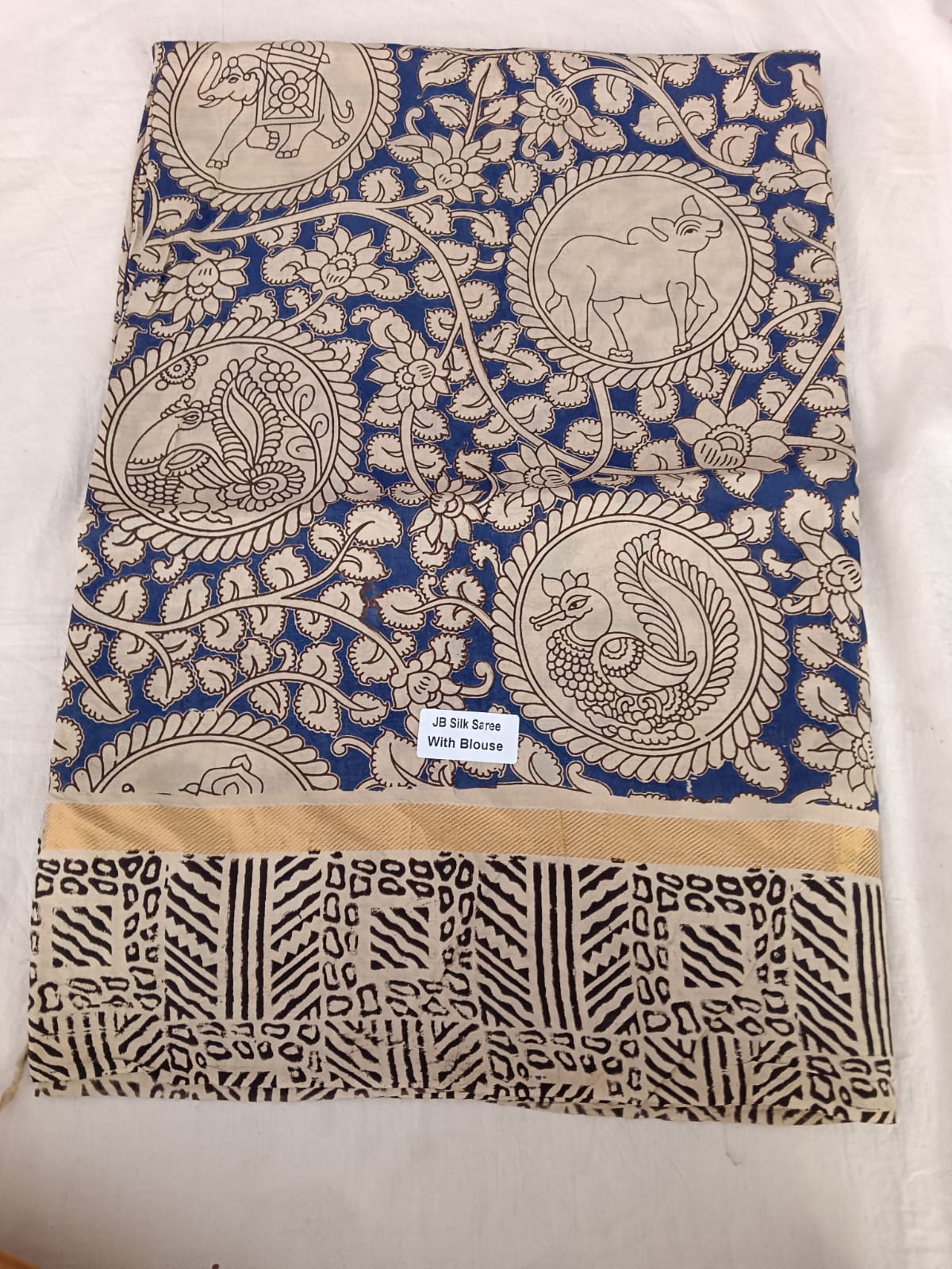 Royal Blue Heritage Medallion Silk Saree