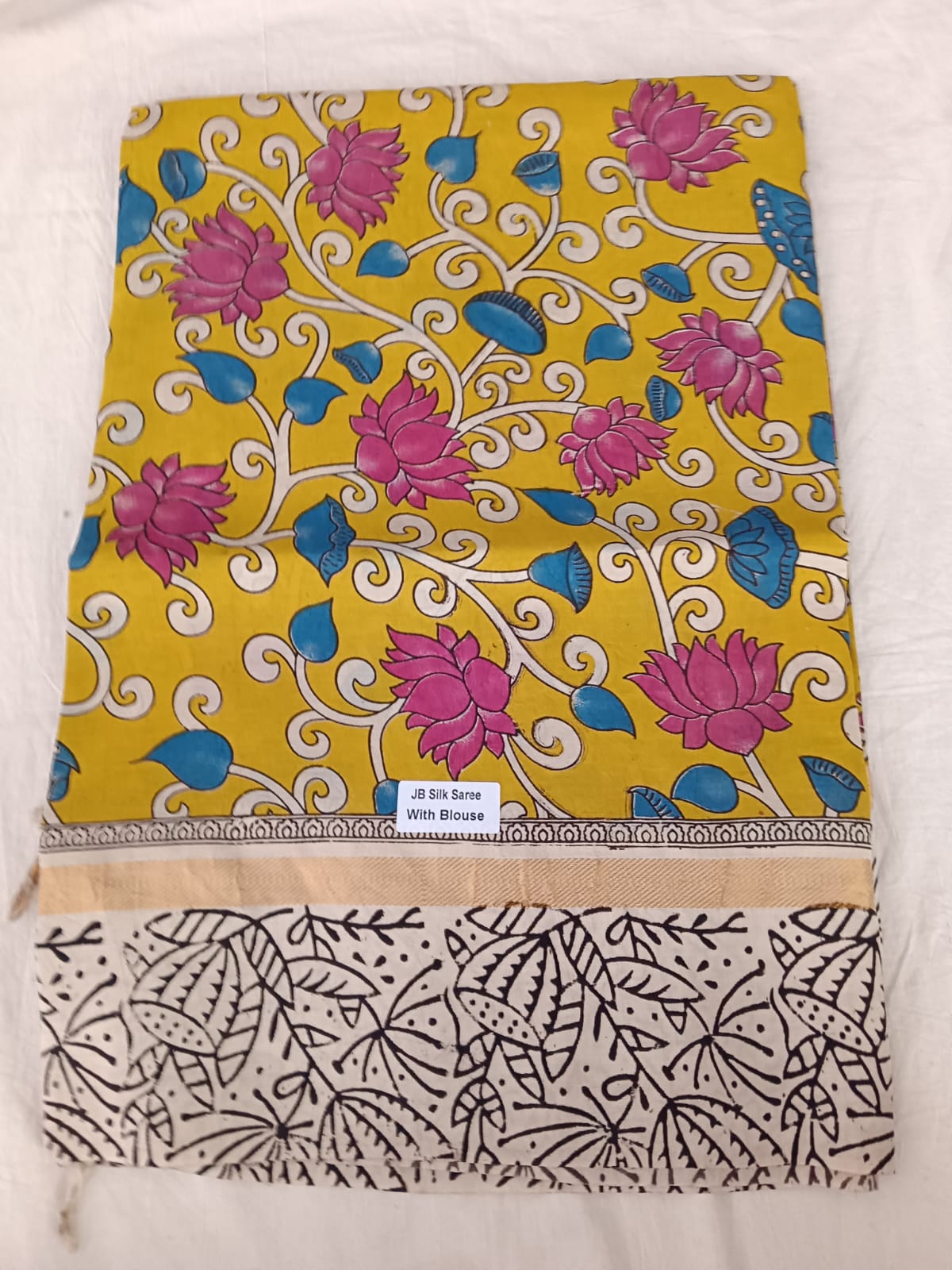 Sunlit Lotus Garden Silk Saree
