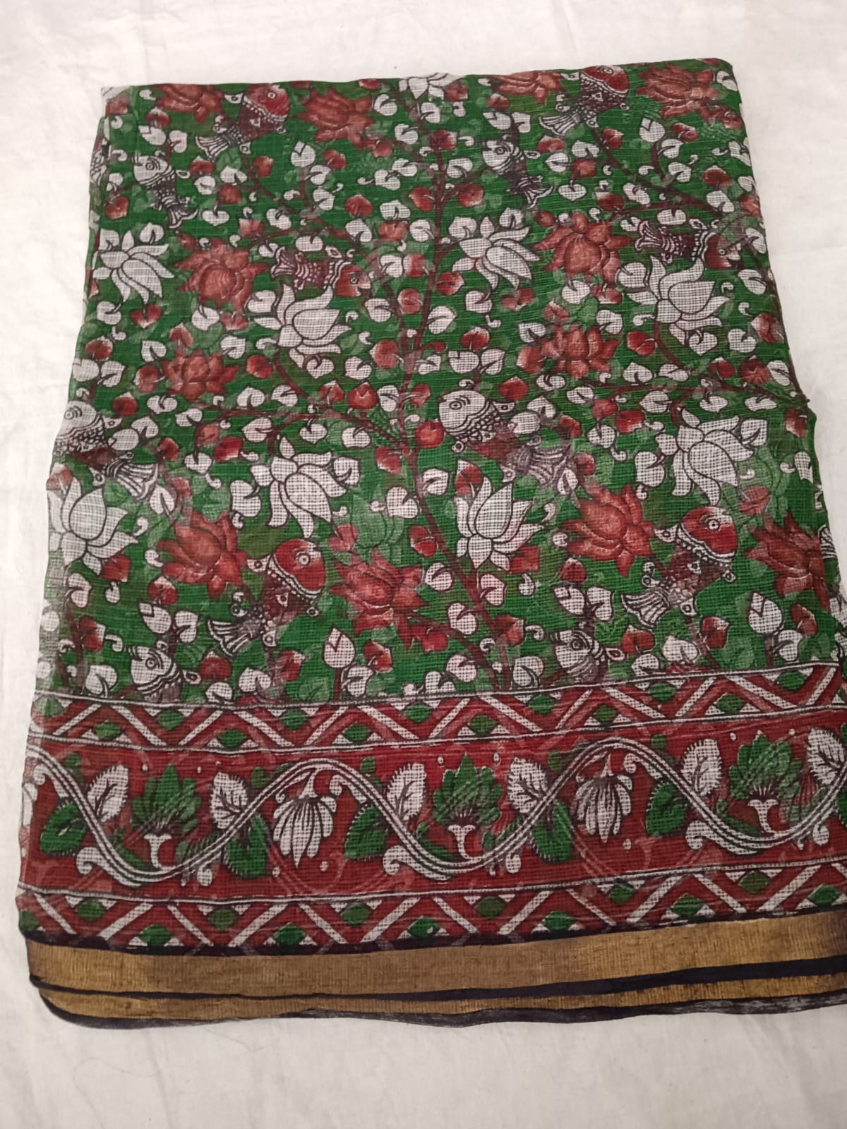 Verdant Pondlife cotton saree