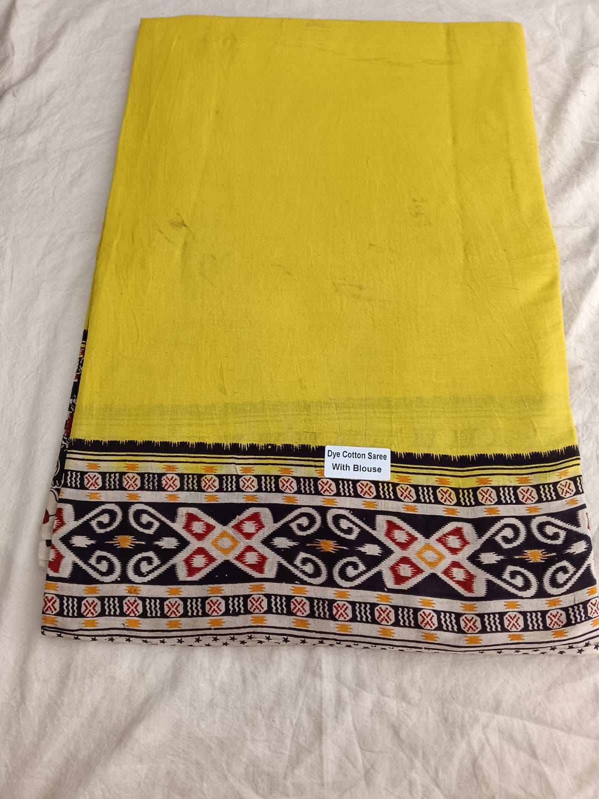 Yellow Ikat-Inspired Cotton Saree