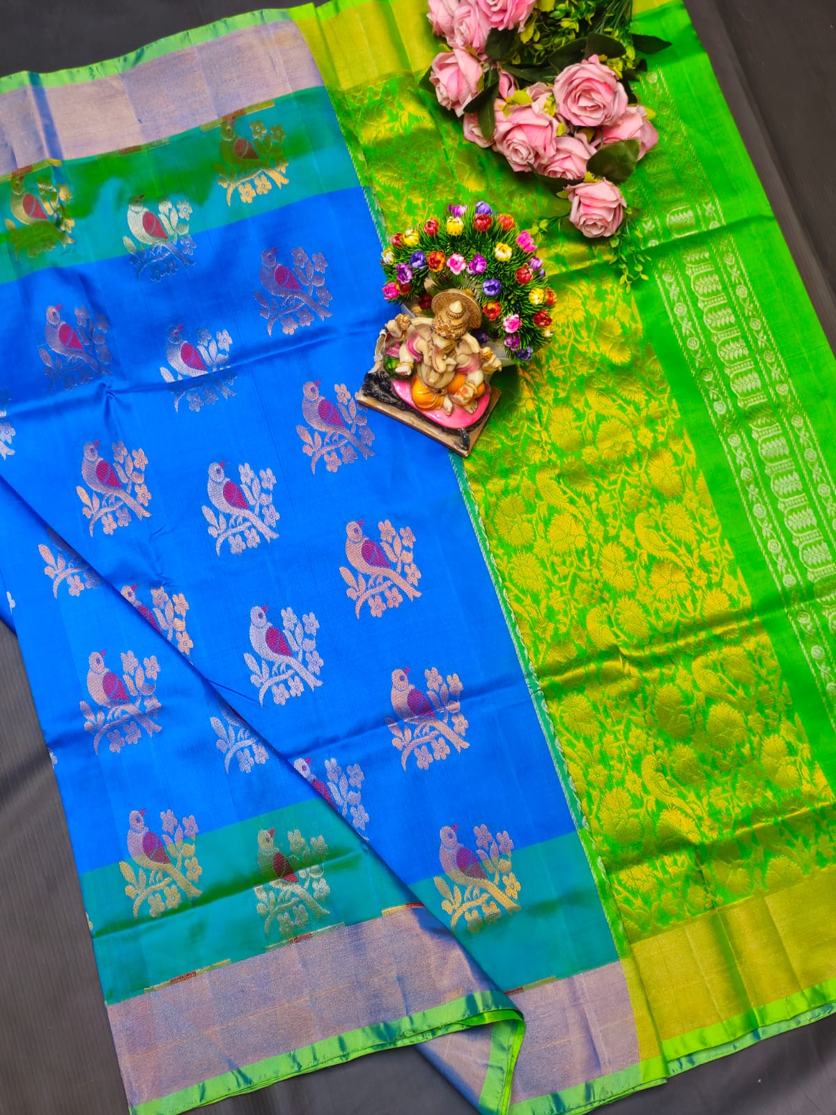 blue & green uppada saree 